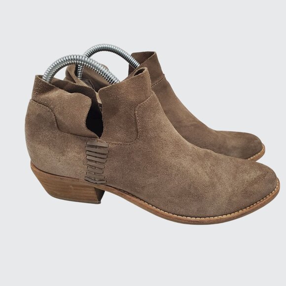 Dolce Vita Suede Ankle Booties Taupe 8.5 M Womens Casual Chic - Picture 3 of 11